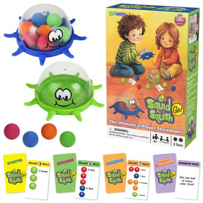 Funwares Colorful Squid Squish: Fast-Paced Floor Game for Kids, Interactive Learning, Hand-Eye Coordination, Counting and Color Game, Active Play, 2-4 Players, Ages 4-8, Go Speed Edition