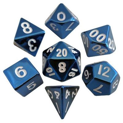 212 Main 16 mm Sterling Blue Metal Dice, Set of 7