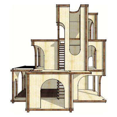 1:24 Miniature Cloud House, Wooden Dollhouse, Diy Kit