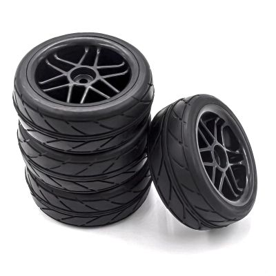 for HSP for Tamiya for TT01 for TT02 for Sakura for Kyosho 1/10 4pcs Hard Plastic RC On-Road Solid Wheels and Tires 12mm Hex RC Car Parts