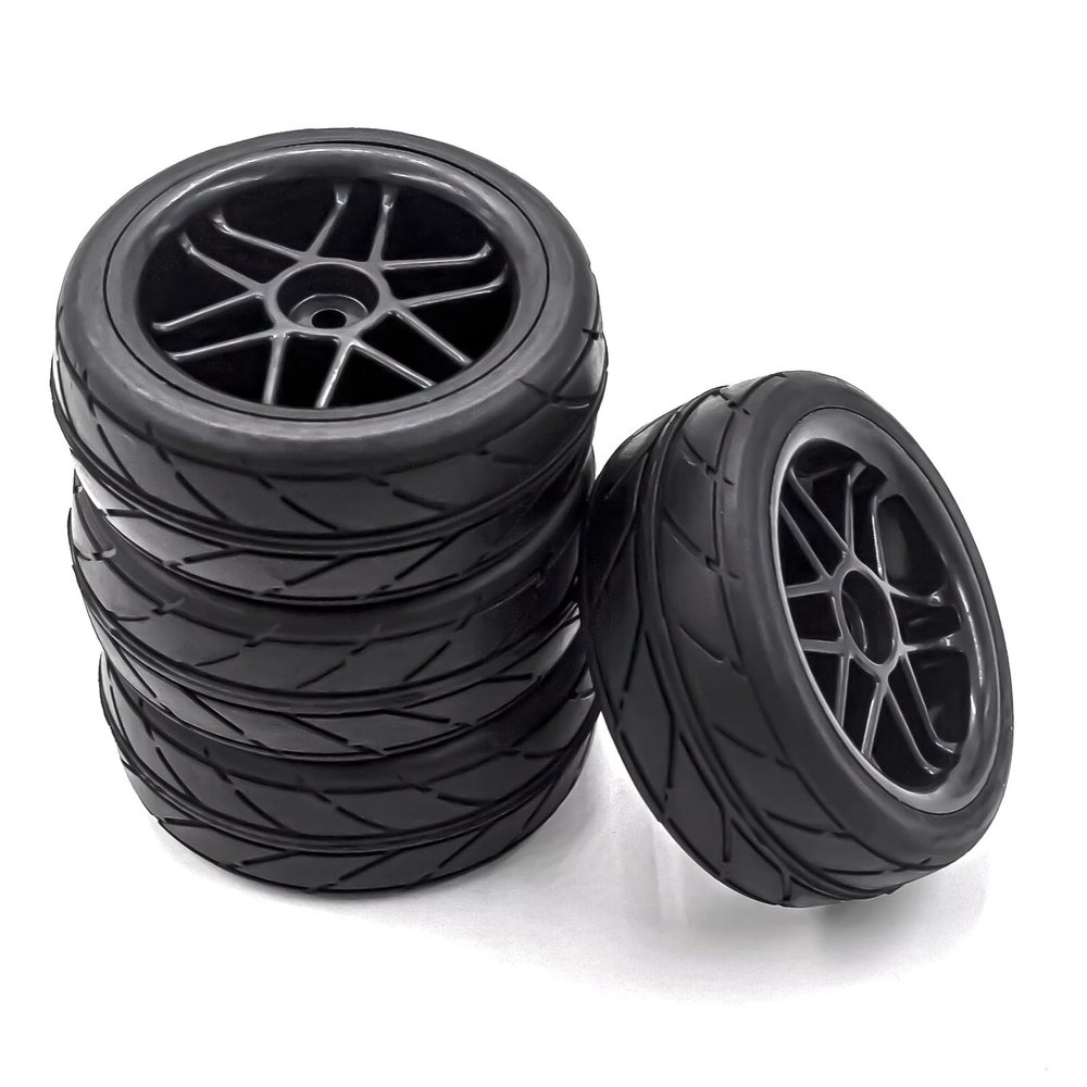 for HSP for Tamiya for TT01 for TT02 for Sakura for Kyosho 1/10 4pcs Hard Plastic RC On-Road Solid Wheels and Tires 12mm Hex RC Car Parts