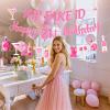 21st Birthday Decorations for Her, Pink Glitter Happy 21st Birthday Banner Champagne Wine Bottle Rip Fake ID Sign for Girls 21 Years Old Party Supplies view 3