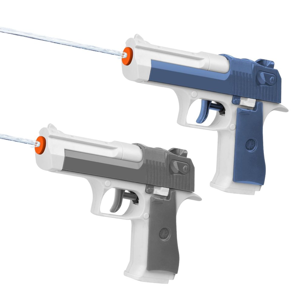 2 Pack Water Gun Squirt Guns for Kids - Mini Water Blaster Soaker 100cc Capacity Water Pistol Toys, Ideal Summer Gifts for Swimming Pool Beach Outdoor Water Toys for Boys Girls Toddlers (Blue Gray)