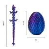 3D Printed Dragon Egg with Articulated Dragon Inside, Fidget Toys for Adults Stress Relief, Unique Dragon Figurine Toys Birthdays Kids Valentines Day Gifts for School (Laser Violet) view 2