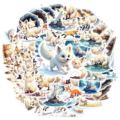 100Pcs Cartoon Arctic Fox Stickers, Waterproof Arctic Fox Sticker for Water Bottle Laptop Phone Cases Planner Skateboard Luggage Helmet Party Favor Decor, Ideal for Adults Teens Teacher Rewards C175F