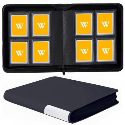 128Pockets Toploader Binder Holds Top Loaders, 4-Pocket Top Loaders Binder Album, Toploader Card Binder for 3" x 4" Rigid Card Holders, Ringless Toploader Storage Folder (Black)