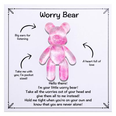 Aesnefe Pocket Bear Hug, Anxiety Relief Gifts, Mental Health Positivity Gift for Men Women, Autism Fidget Gifts, Stress Relief Gift for Her, Thoughtful Present for School Anxiet, Light Pink
