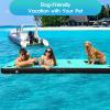CALOBANA 10ft x 6ft Inflatable Floating Dock with Mesh, Lake Floats with Boat Ramp Tanning Pool Lounger Water Hammocks for Family Party Pool Sea River Dock Boat, Mint Green & Blue view 4