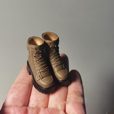 1/12 Scale Female Figure Shoes Martin Boots Model for 6-inches Action Figure Body Doll, 1/12 Action Figure Female Punk Biker Short Boots Thick Bottom Shoes Match Accessory (Coffee)