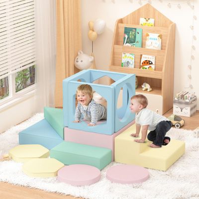 Xilingol 14 Soft Foam Indoor Climbing Blocks for Children, Soft Play Baby Climbing Blocks with Stairs and Ramp, Foam Modular Climbing Toys, Toddler, Kids, Boys, Girls