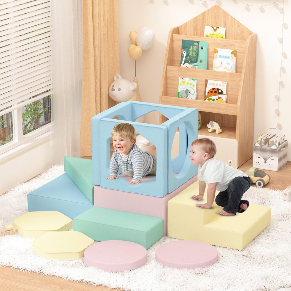Xilingol 14 Soft Foam Indoor Climbing Blocks for Children, Soft Play Baby Climbing Blocks with Stairs and Ramp, Foam Modular Climbing Toys, Toddler, Kids, Boys, Girls
