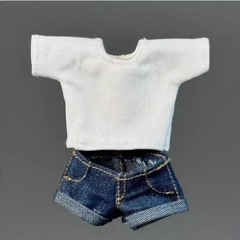 1/12 Female Soldier Clothes T-Shirt Denim Shorts Model for 6'' Figma (B T-Shirt+Shorts)