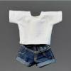 1/12 Female Soldier Clothes T-Shirt Denim Shorts Model for 6'' Figma (B T-Shirt+Shorts) view 1