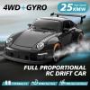 ACAMMZAR RC Drift Car Pro Upgraded with Gyro, 1:24 Full Proportional Remote Control Car, 25KM/H 4WD High Speed RC Cars with Lights, Extra Racing Tires, Vehicle for Adults Kids Boys Girls, Black view 2