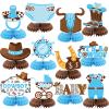 12 Pcs Cowboy Baby Shower Decorations a Little Cowboy Is on the Way Honeycomb Centerpieces Western Baby Shower Decorations Western Table Topper Table Decoration for Birthday Party Favors view 1