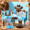 12 Pcs Cowboy Baby Shower Decorations a Little Cowboy Is on the Way Honeycomb Centerpieces Western Baby Shower Decorations Western Table Topper Table Decoration for Birthday Party Favors view 3