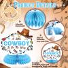 12 Pcs Cowboy Baby Shower Decorations a Little Cowboy Is on the Way Honeycomb Centerpieces Western Baby Shower Decorations Western Table Topper Table Decoration for Birthday Party Favors view 4