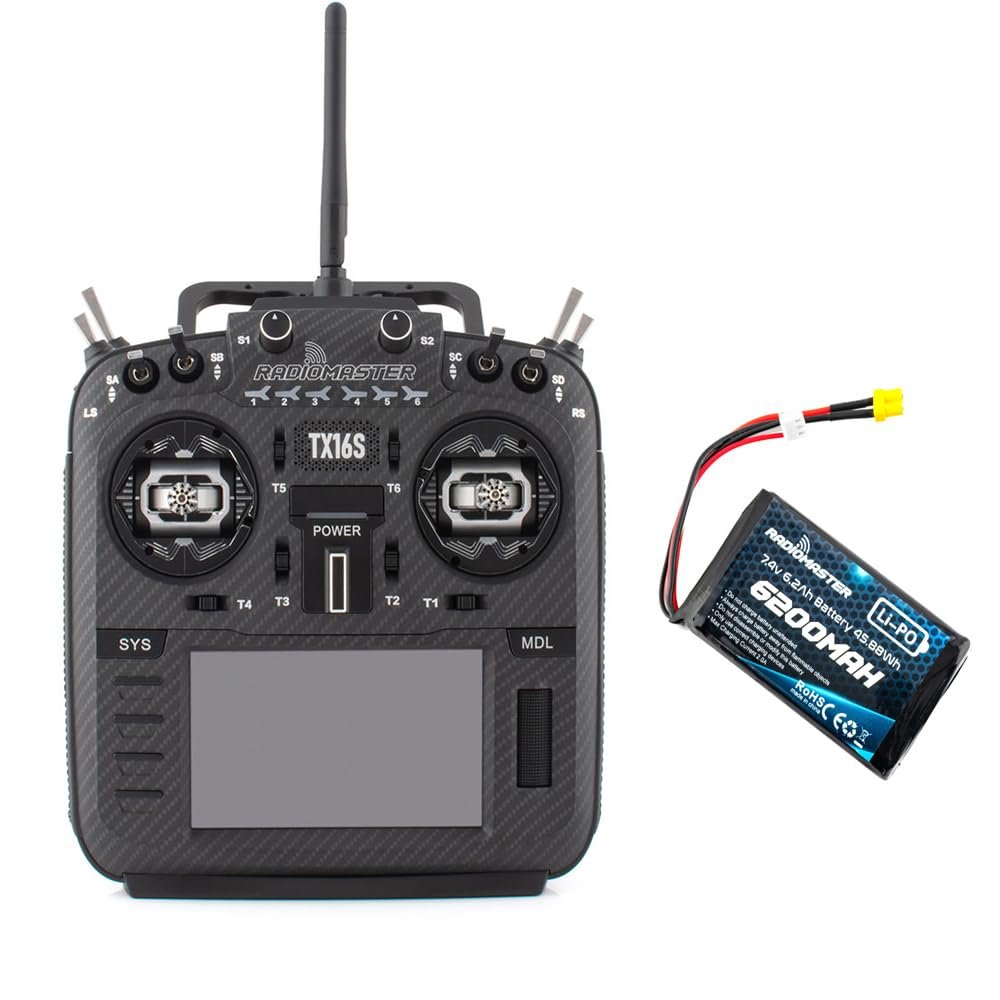 Radiomaster TX16S MKII MAX with AG01 Hall Gimbals Radio Control System ExpressLRS or Multi-Protocol 4in1 (ELRS Mode 2-Black with 6200)