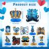 12 Pcs Father's Day Party Decorations Honeycomb Table Centerpieces Double Sided Blue Gold Ties Beards Leather Shoes Happy Father's Day Table Topper Decoration for Party Favors Photo Backdrop view 2