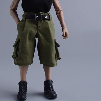 1/12 Scale Male Clothes, Workwear Pants with Belt Action Figure Clothing Accessory for 6-inches Action Figure Body, Man Action Figure Bottom Match Pants Trousers Costume Outfit (Green with Belt)