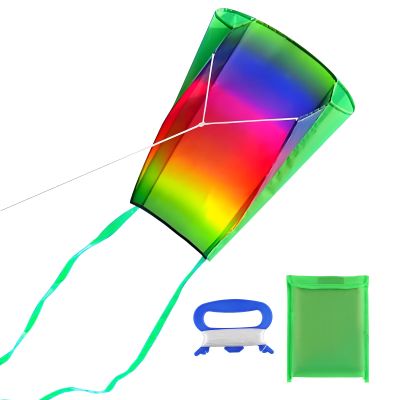 31Inch Colorful Rainbow Pocket Kite, Easy Flyer Kite with Long Tail and String Line, Not Need to Assemble, Beach Game and Outdoor Activity for Beginners, Kids and Adults(Style 2)