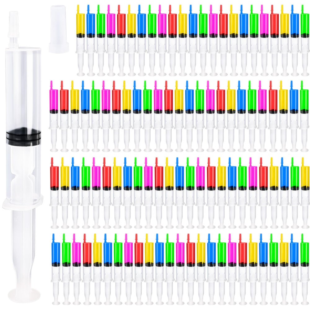 110 Pcs Plastic Party Syringes 20ml Clear Syringes with Tip Cap No Needle Liquid Jello Syringe Shooters for Scientific Labs Feeding Pets Tools Party Favors Supplies