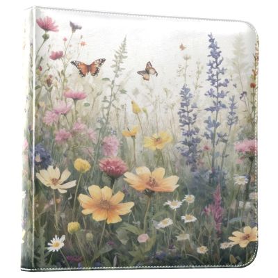 Kigai Butterfly Wildflower Photo Album Self Adhesive Scrapbook Album DIY Photo Album Book Leather Cover Picture Album with 20 Adhesive Sheets, 11.8x24x0.8 inch