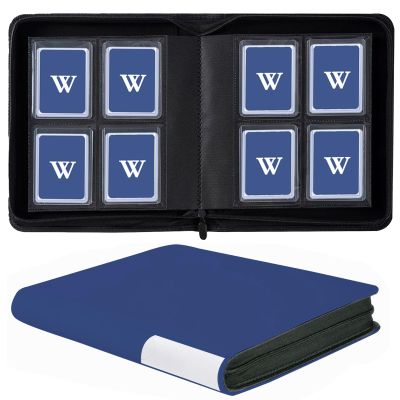 128Pockets Toploader Binder Holds Top Loaders, 4-Pocket Top Loaders Binder Album, Toploader Card Binder for 3" x 4" Rigid Card Holders, Ringless Toploader Storage Folder (Blue)