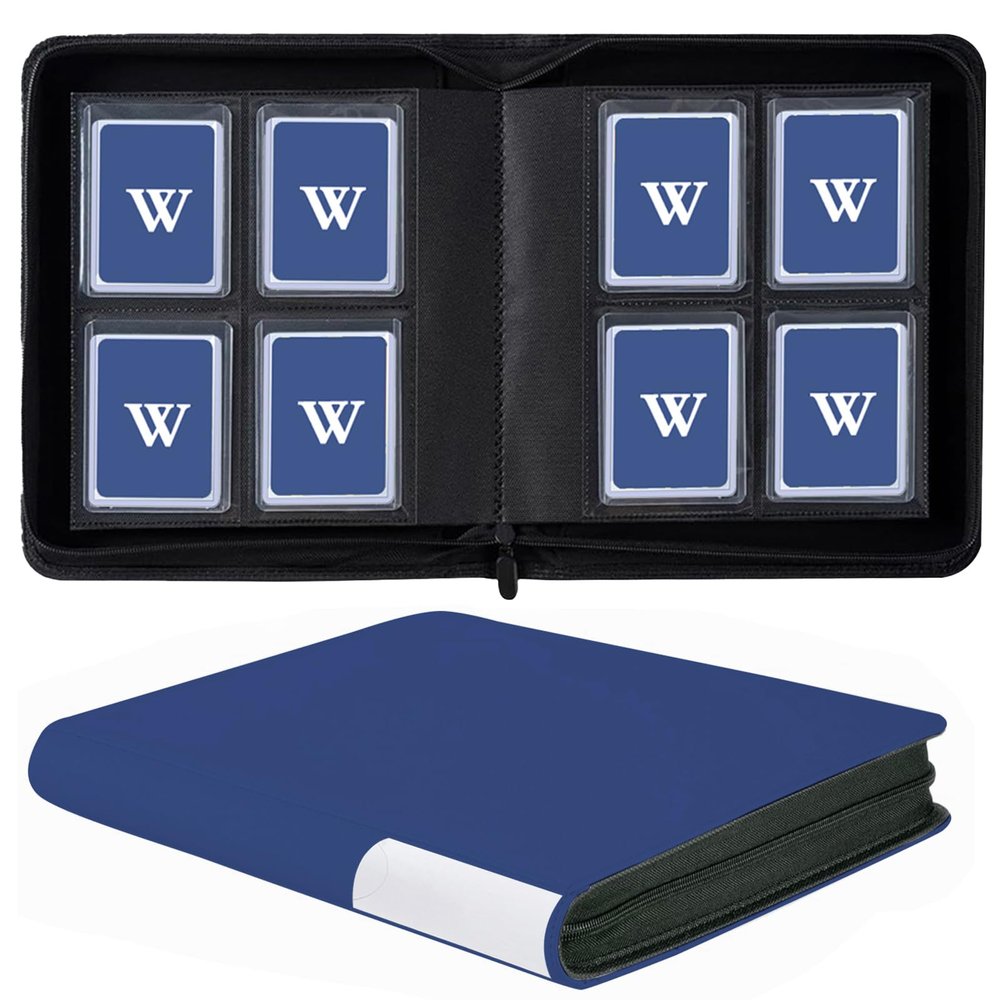 128Pockets Toploader Binder Holds Top Loaders, 4-Pocket Top Loaders Binder Album, Toploader Card Binder for 3" x 4" Rigid Card Holders, Ringless Toploader Storage Folder (Blue)
