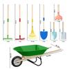 Qtioucp Kids Wheelbarrow Set with Gardening Tools Outdoor Backyard Garden Play for Toddlers Boys Girls 3-8, with Shovel, Rake, Leaf Rake, Easter Birthday Gifts (Green Garden Set) view 2