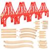 18 Pcs Wooden Train Suspension Bridges Wooden Tracks Accessories Crossing Track Bridge Support Compatible with All Major Brands for Boys Girls view 1