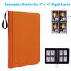 128 Pockets Toploader Binder Holds Top Loaders, 4-Pocket Top Loaders Binder Album, Toploader Card Binder for 3" x 4" Rigid Card Holders, Ringless Toploader Storage Folder (Orange) view 4