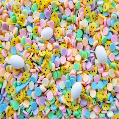 Chicken Coop Easter Sprinkle Mix - Polymer Clay Fake Sprinkles, Decoden Funfetti Jimmies with 3 Resin Egg Cabochons (15 gr bag (No eggs))