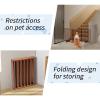 3 Panels Wooden Dogs Fence,Free Standing Pet Gate for Dog Cat,Wooden Indoor Foldable Dog Gate,Wide Pet Puppy Safety Fence,with Support Feet,for Hallways, Stairs, Doorways, Halls, Kitchen (Brown) view 4