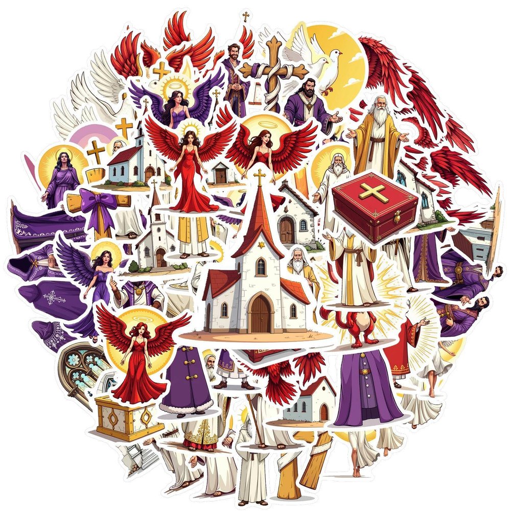 100Pcs Cartoon Catholic Stickers, Waterproof Catholic Sticker for Water Bottle Laptop Phone Cases Planner Skateboard Luggage Helmet Party Favor Decor, Ideal for Adults Teens Teacher Rewards C173R