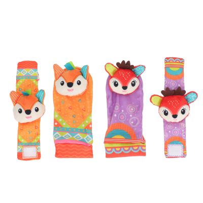 Baby Wrist Rattles Toy Colorful Pattern Soft Early Educational Rattles Foot Finder Socks Set (Type 3)