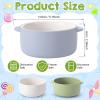 Domensi 2 Sets Kids Porcelain Bowls with Removable Silicone Sleeve 2-in-1 Porcelain Toddler Bowls Microwave Dishwasher Safe Cereal Snack Soup Dishes for Baby Children Feeding Supplies (Green Blue) view 2