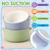 Domensi 2 Sets Kids Porcelain Bowls with Removable Silicone Sleeve 2-in-1 Porcelain Toddler Bowls Microwave Dishwasher Safe Cereal Snack Soup Dishes for Baby Children Feeding Supplies (Green Blue) view 3