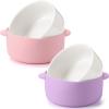 Domensi 2 Sets Kids Porcelain Bowls with Removable Silicone Sleeve 2-in-1 Porcelain Toddler Bowls Microwave Dishwasher Safe Cereal Snack Soup Dishes for Baby Children Feeding Supplies (Pink Purple) view 1