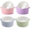 Domensi 4 Sets Kids Porcelain Bowls with Removable Silicone Sleeve 2-in-1 Porcelain Toddler Bowls Microwave Dishwasher Safe Cereal Snack Soup Dishes for Baby Children Feeding Supplies (Macaron Colors) view 1