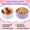 Domensi 4 Sets Kids Porcelain Bowls with Removable Silicone Sleeve 2-in-1 Porcelain Toddler Bowls Microwave Dishwasher Safe Cereal Snack Soup Dishes for Baby Children Feeding Supplies (Macaron Colors) view 4
