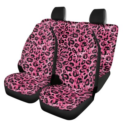 Beauty Collector Pink Leopard Print Car Seat Covers Novelty Front Seats Rear Bench Vehicle Seat Protector