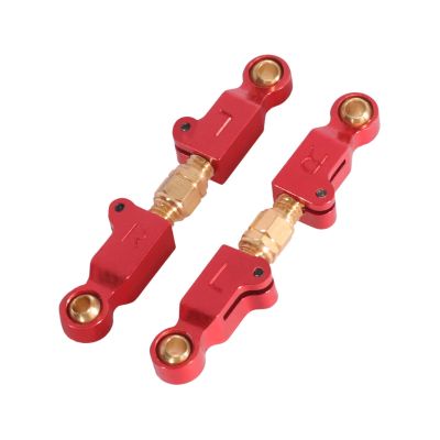 1:14 RC Vehicle Steering Rods Aluminum Alloy Adjustable Metal Servo Link Pull Rods Upgrade Kits for 14209 14210, Red