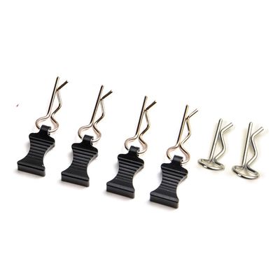 StiNGZjdM 4Pcs R-Type Body Clips with Aluminum Mount for TRX-4 Axial SCX10 1/8 1/10 1/12 RC Crawler Car Parts Accessories(Black)