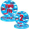 120 Pcs Airplane 2nd Birthday Party Supplies Two Fly Birthday Party Decoration Includes Paper Plates Cups Napkins Straws Forks Tableware for Aviation Theme Boys Two Years Old Birthday Decor Favors view 3