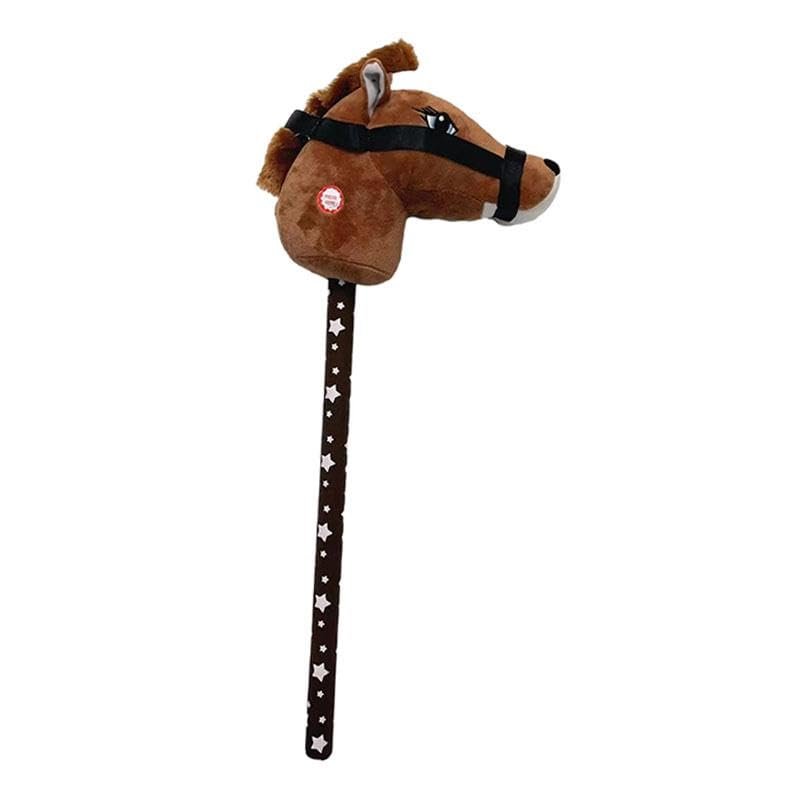 ToysCentral Basics Plush Stick Horse Plush Horse Riding Stick Hobby Horse Riding Toy for Boys Girls, Dark Brown A