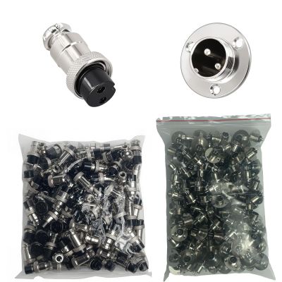 JoWanSome GX12 2-Pin Aviation Connector, Male/Female Flange Mount, 100 Sets
