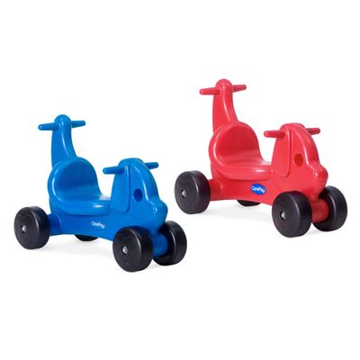 Careplay 2-in-1 Puppy Push & Ride-on Toy, Indoor & Outdoor Use, Low Profile Seat, Recommended for Children up to 50lbs, Durable Construction, Made in The USA, 2 Pack, Blue and Red
