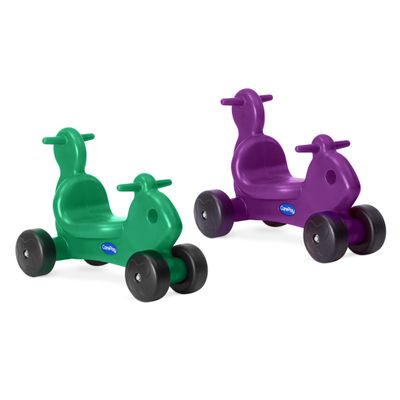 Careplay 2-in-1 Squirrel Push & Ride-on Toy, Indoor & Outdoor Use, Low Profile Seat, Recommended for Children up to 50lbs, Durable Construction, Made in The USA, 2-Pack, Green and Purple