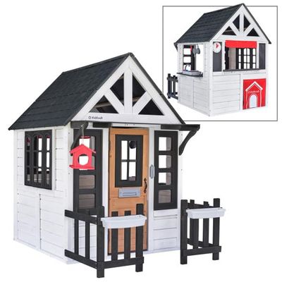 KidKraft Riverscape Wooden Playhouse with Working Doorbell, Fence, Kitchen and Pet Door